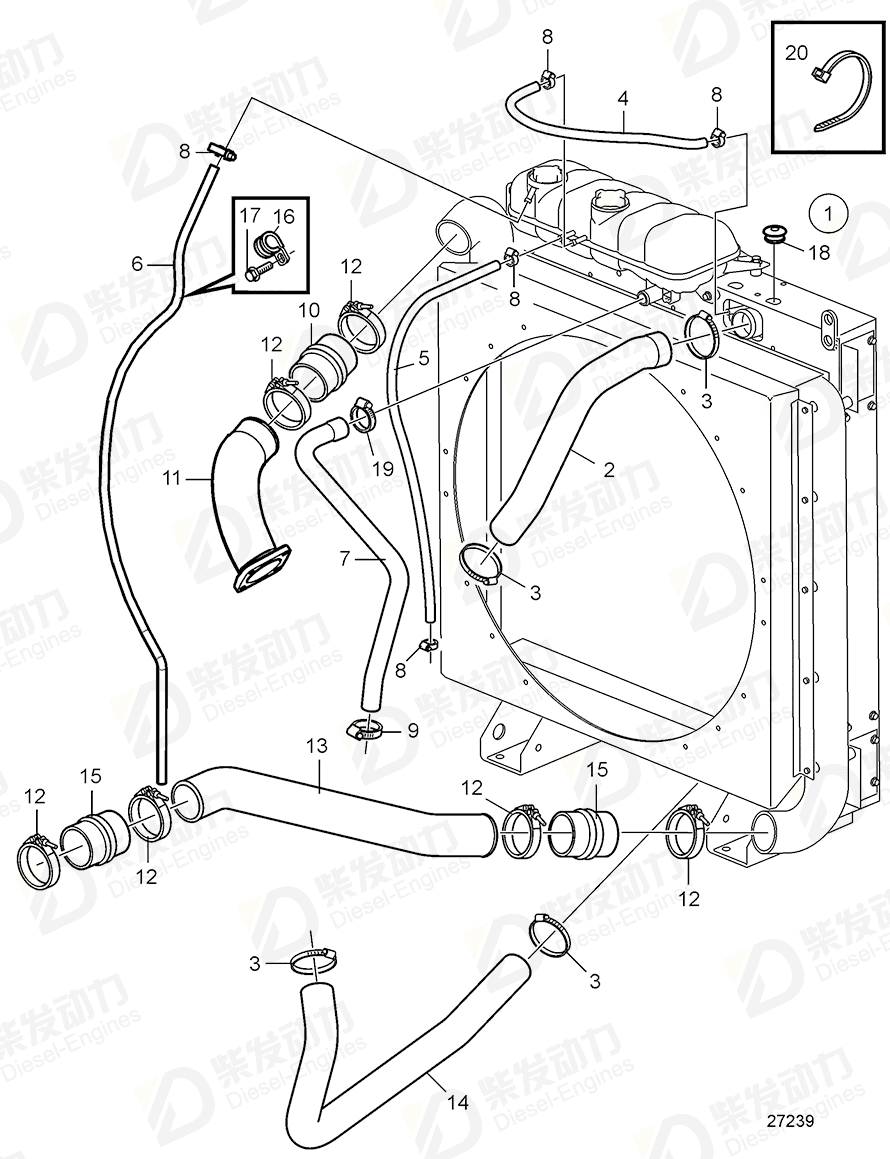 volvo penta Charge air pipe 21407280 Drawing volvo penta Charge air pipe 21407280 Drawing
